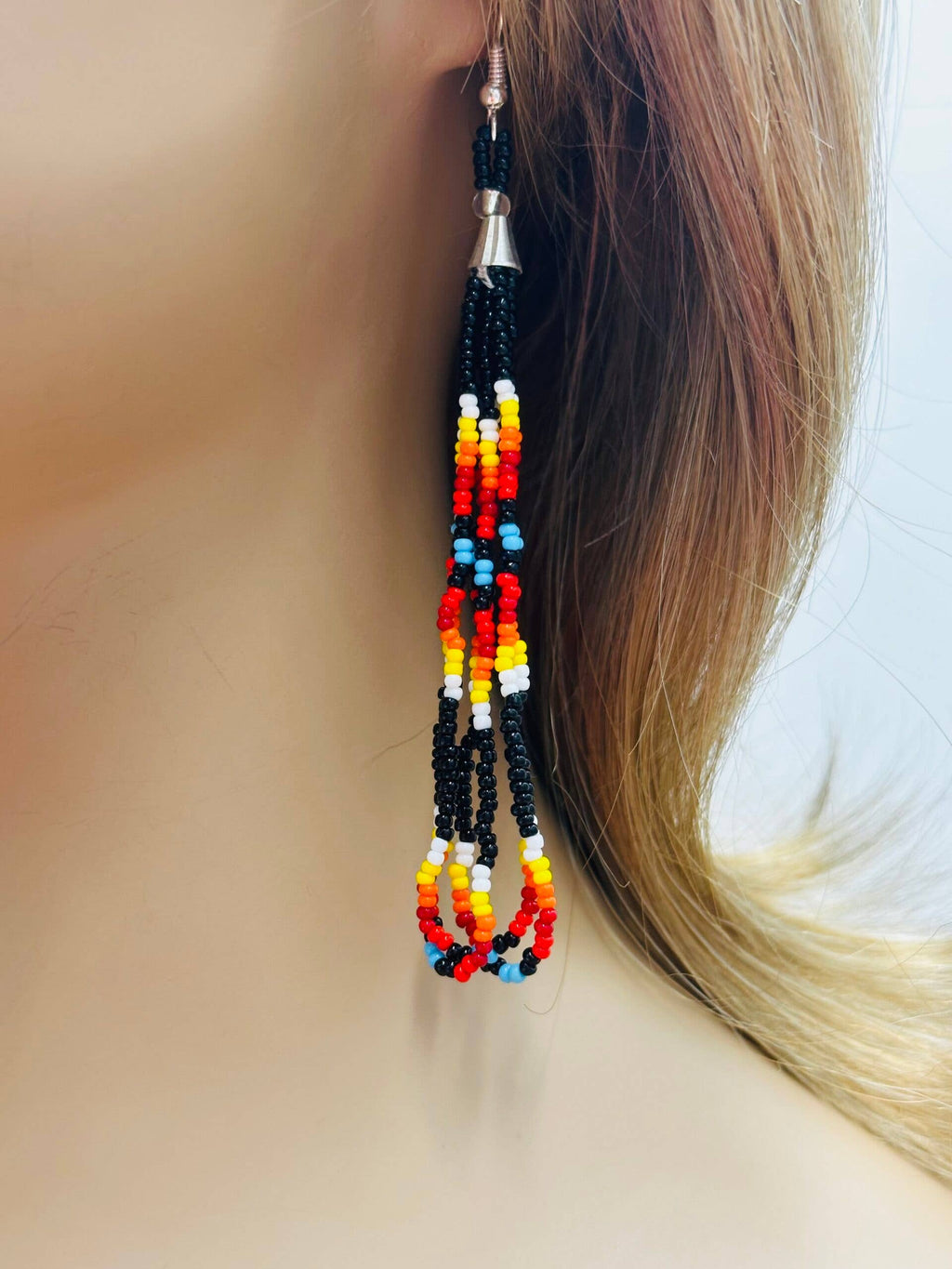 Black Fire long hook earrings