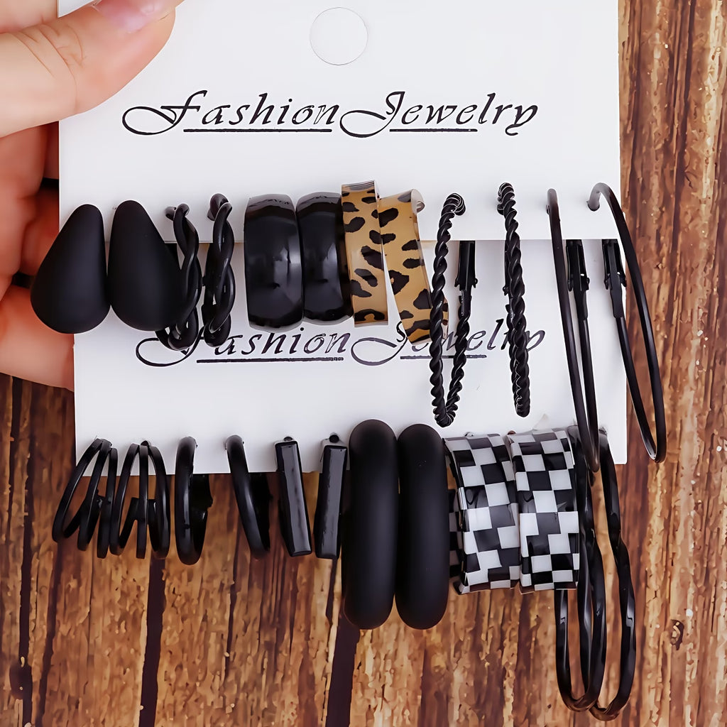 Multi Black Hoop Set Earrings