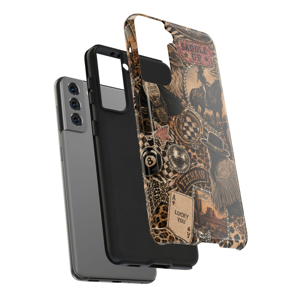 Western Collage Tough Phone Case — Cowboy Rodeo Lucky You Design