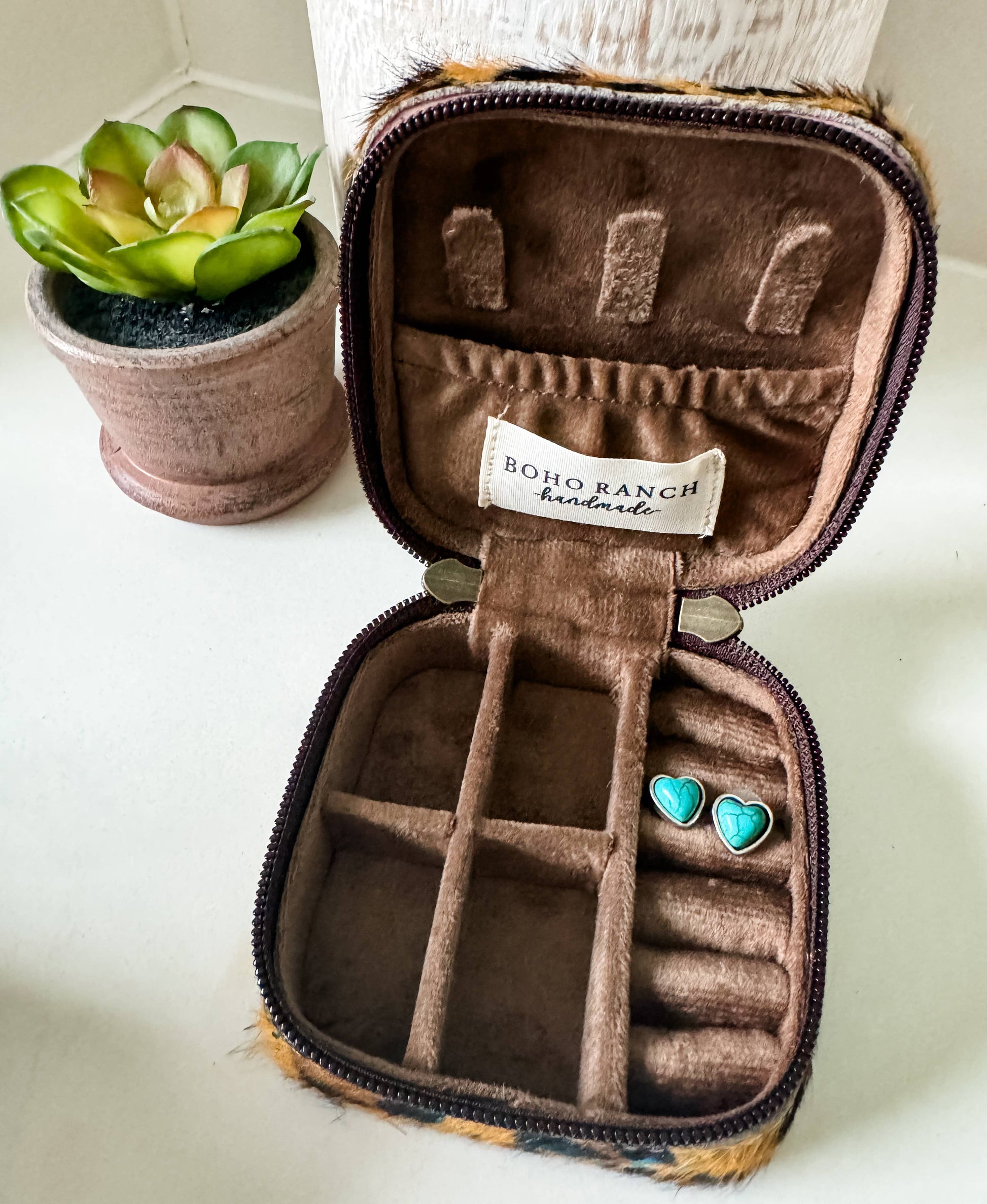 MINI COWHIDE JEWELRY BOX Western - travel storage gifts