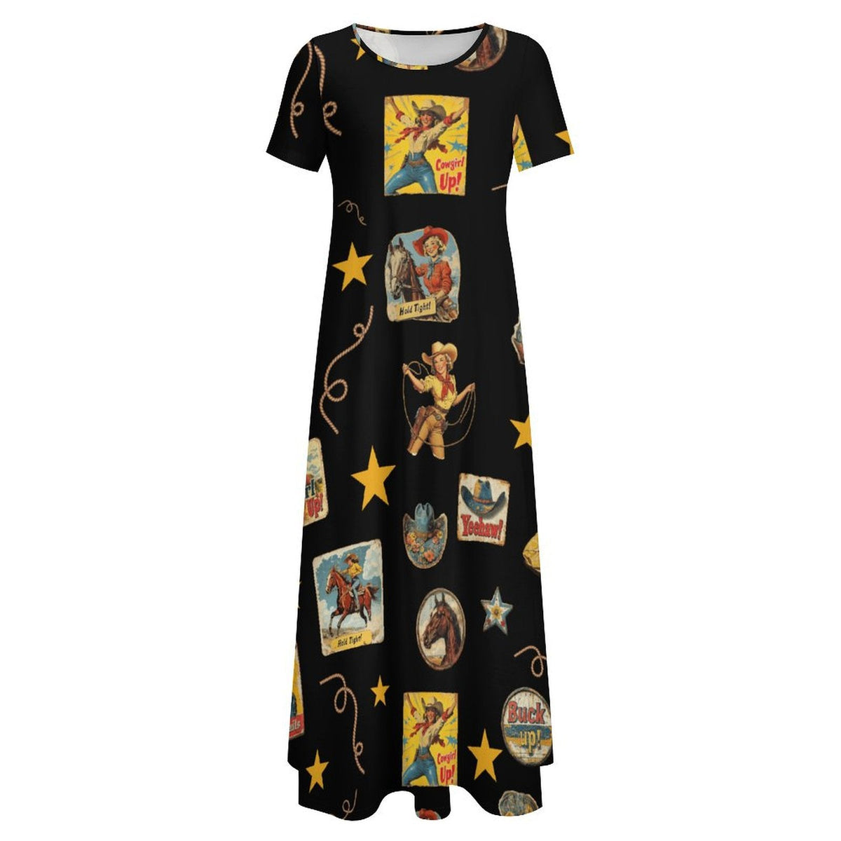 Baha Ranch Vintage Cowgirl Collage Western Dress