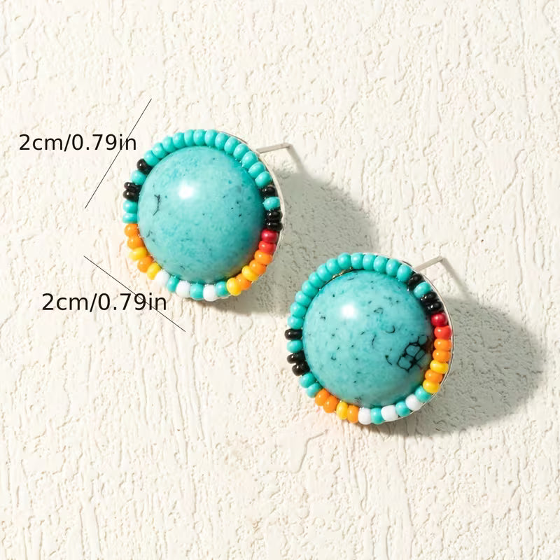 Turq Bead Studs