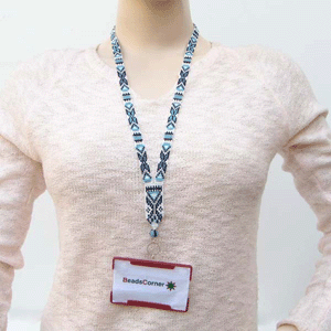 Blue/White/Black Geo Lanyard Id Holder