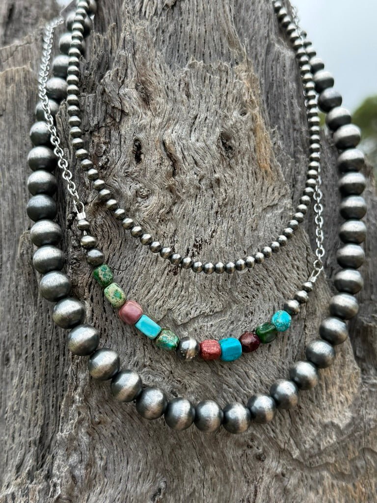 3-pc Sterling Silver Strand & Jasper Necklace Stack