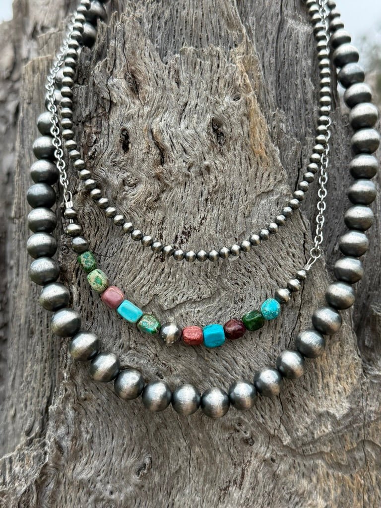3-pc Sterling Silver Strand & Jasper Necklace Stack