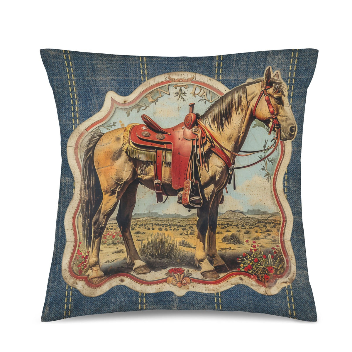 Baha Ranch Vintage Horse Velvety Soft Pillow Case Made in America