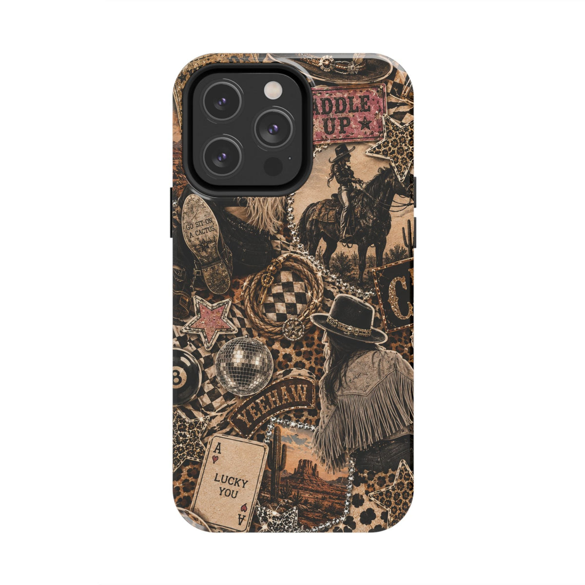 Western Collage Tough Phone Case — Cowboy Rodeo Lucky You Design