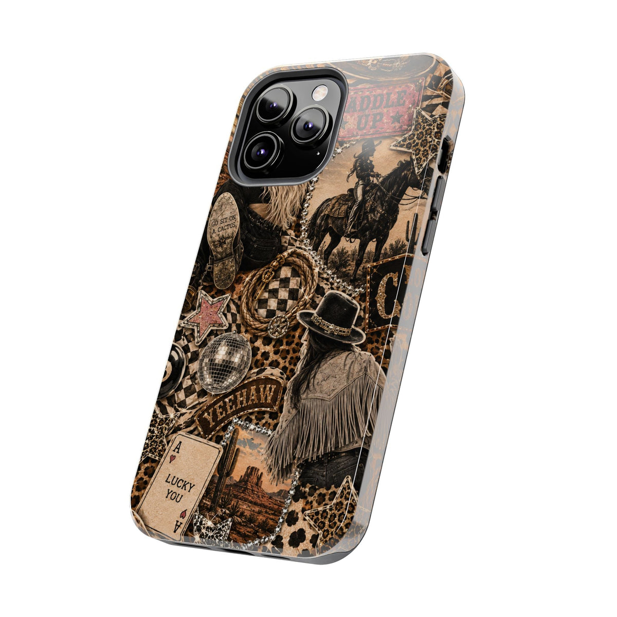 Western Collage Tough Phone Case — Cowboy Rodeo Lucky You Design