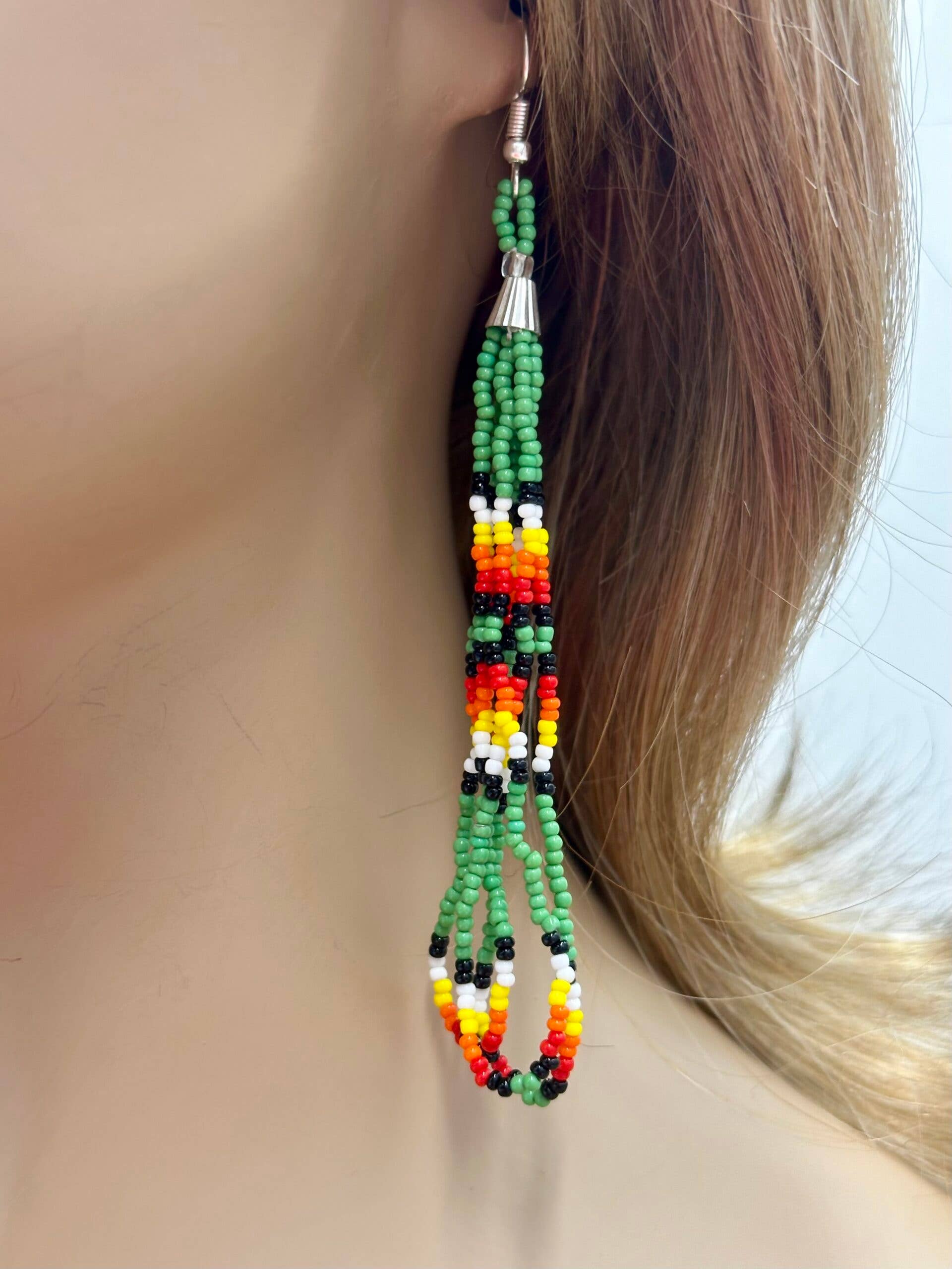 Green hook earrings