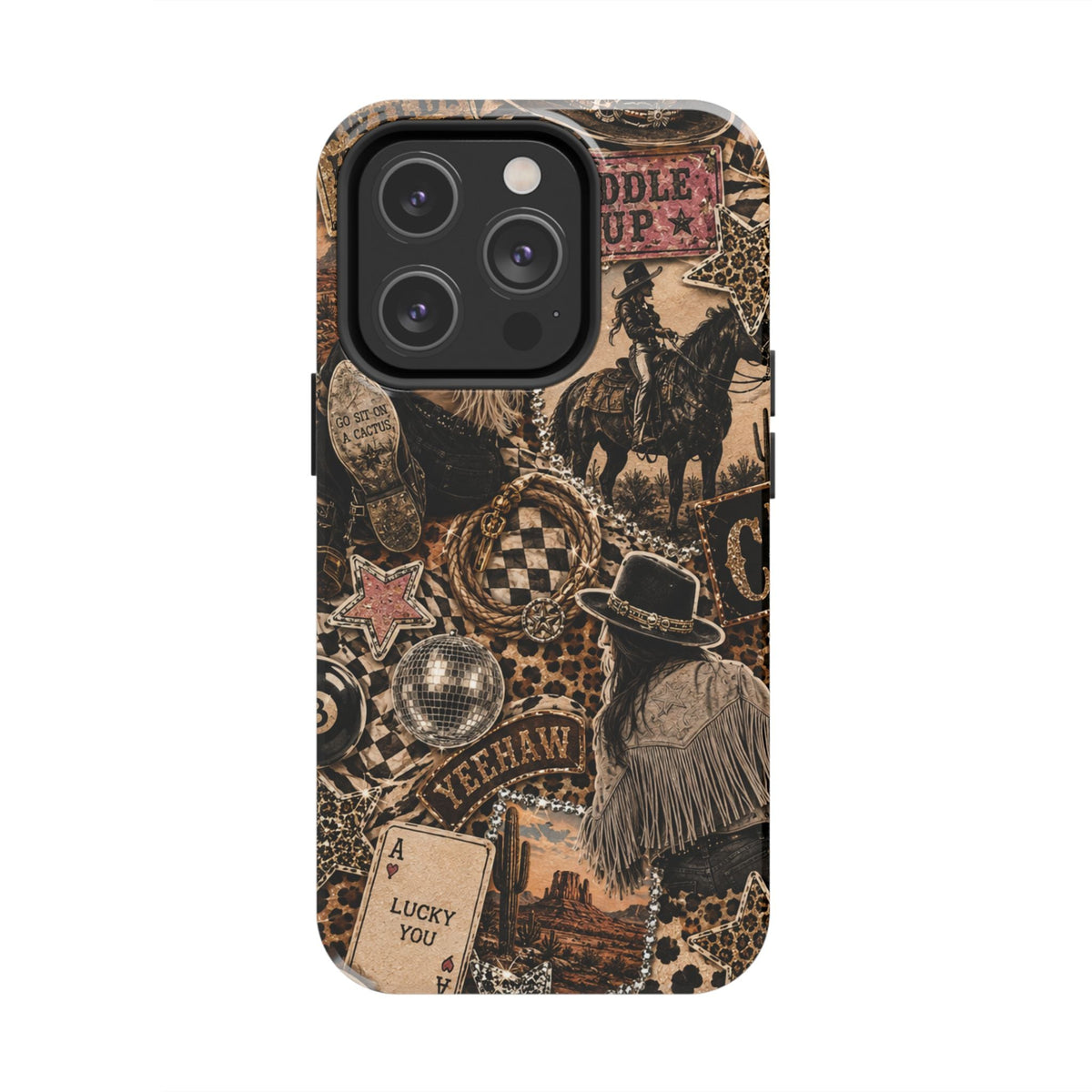 Western Collage Tough Phone Case — Cowboy Rodeo Lucky You Design
