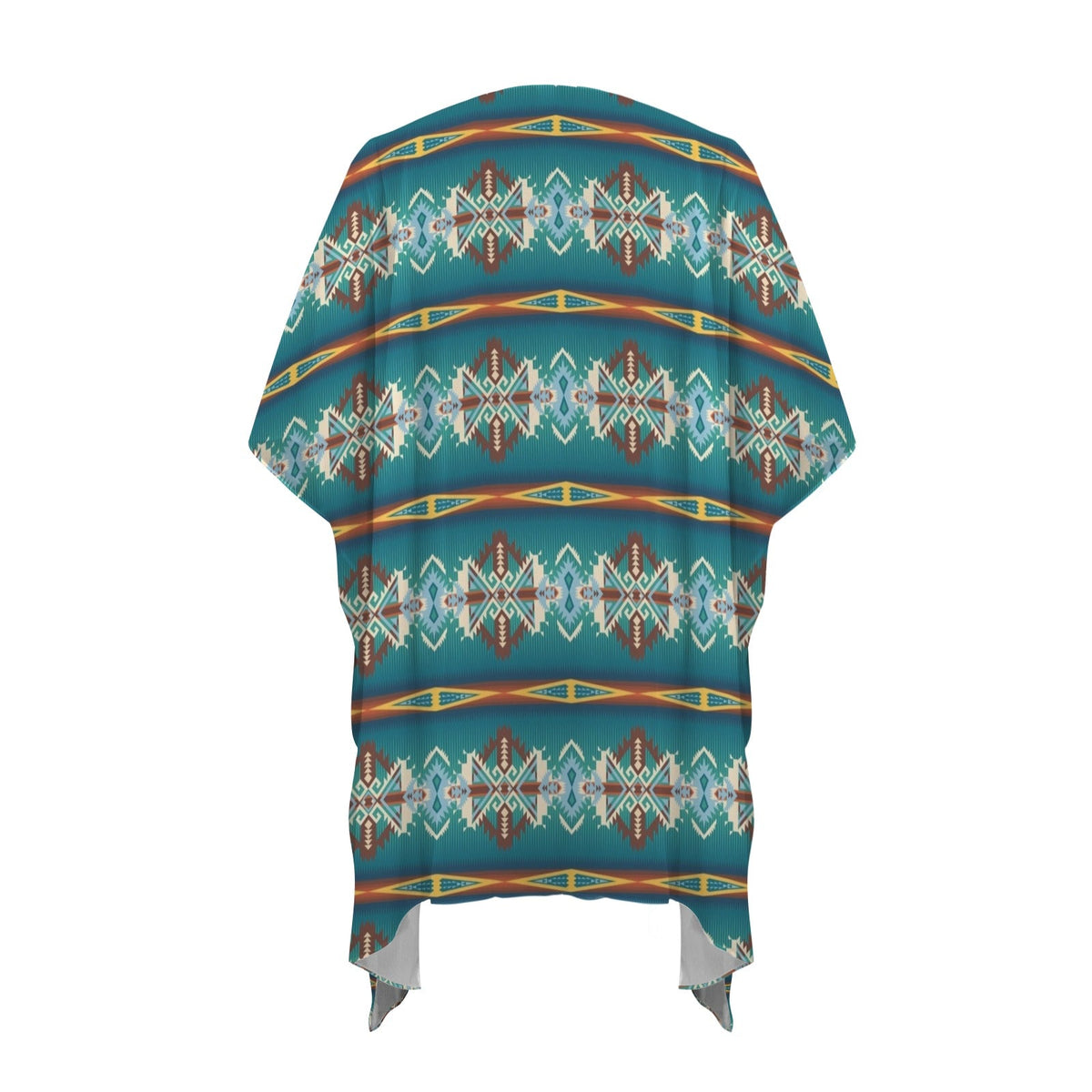Baha Ranch Teal Aztec Duster Kimono Coverup