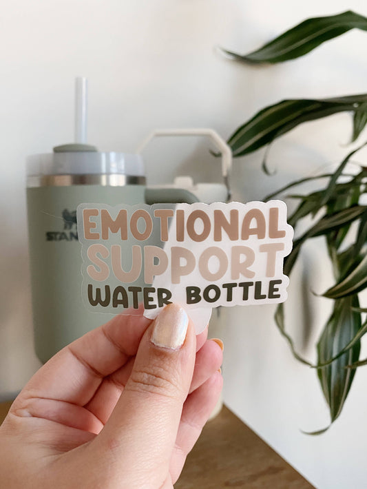 Emotional Support Water Bottle CLEAR Sticker