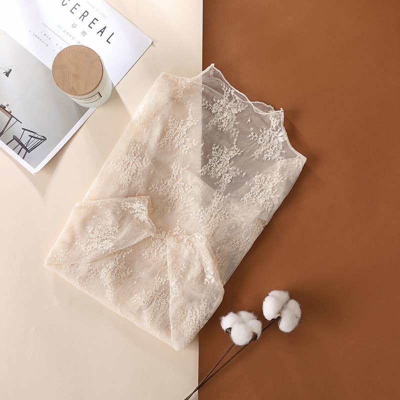 Floral Lace Sheer Mesh Layering see through Top