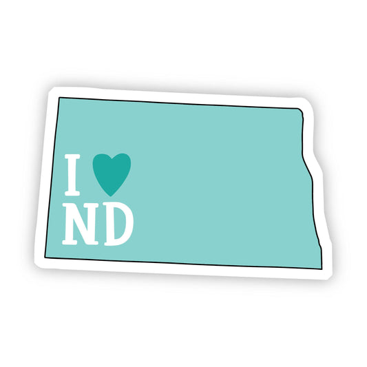 I Love North Dakota Teal Sticker