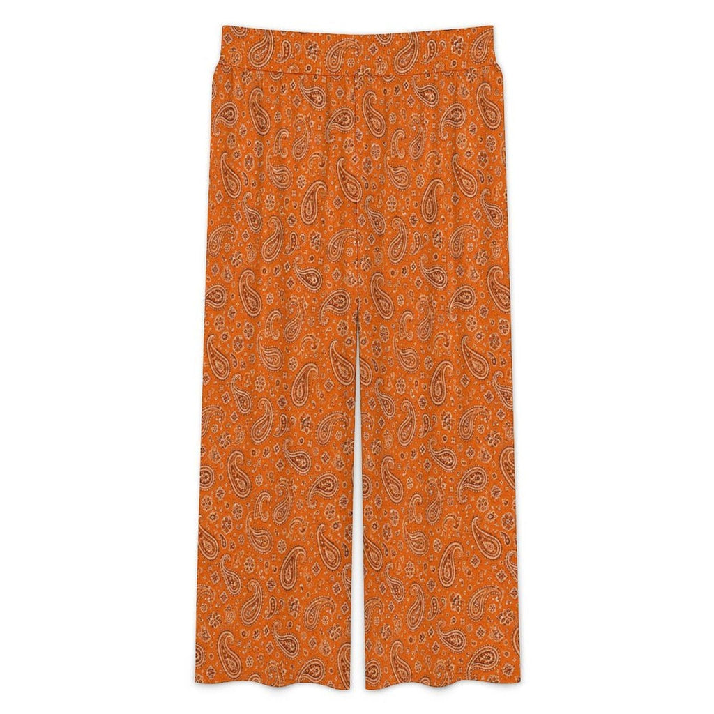 Baha Ranch Orange Paisley Bandana Wide Leg Pants