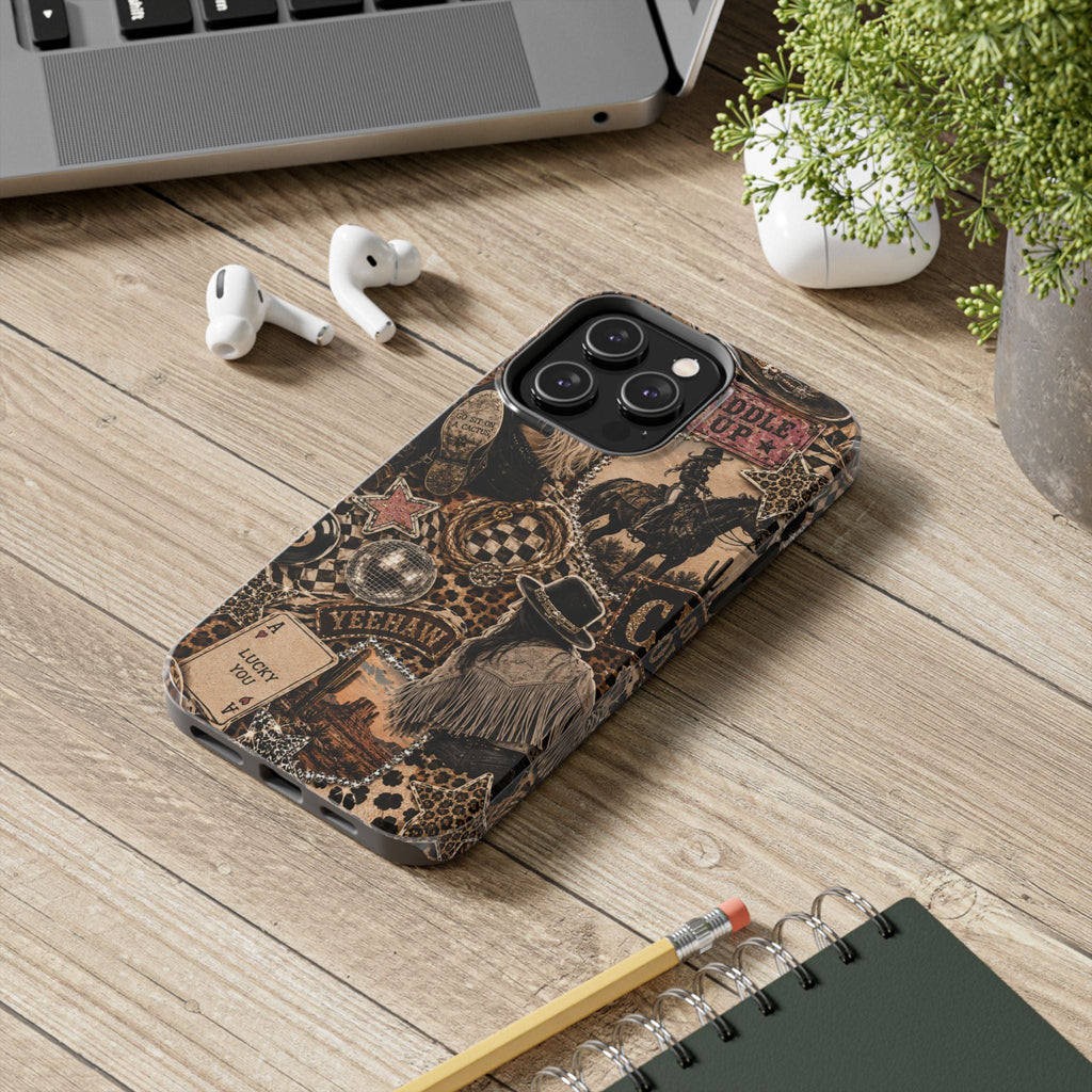 Western Collage Tough Phone Case — Cowboy Rodeo Lucky You Design