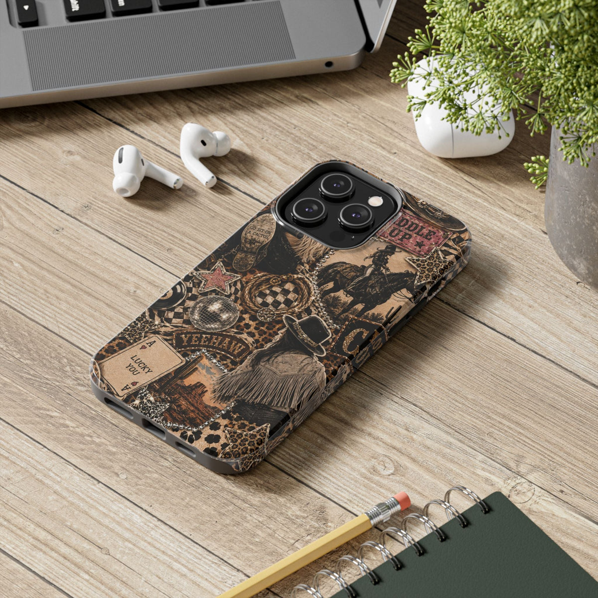 Western Collage Tough Phone Case — Cowboy Rodeo Lucky You Design