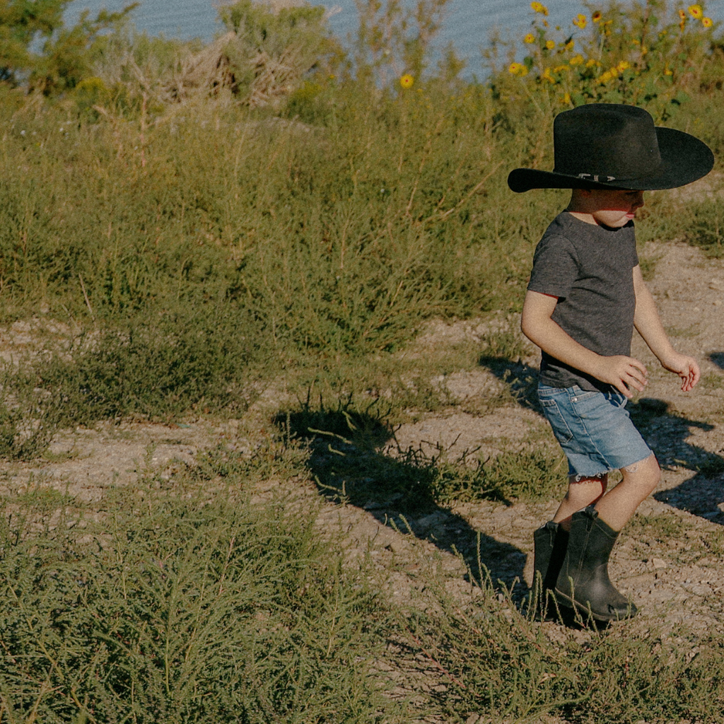 Midnight Black Kid's All Weather Rubber Cowboy Boots
