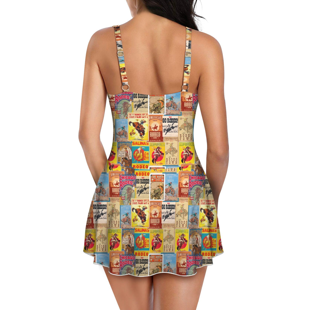 Baha Ranch Vintage Rodeo Poster Skirted Swimsuit