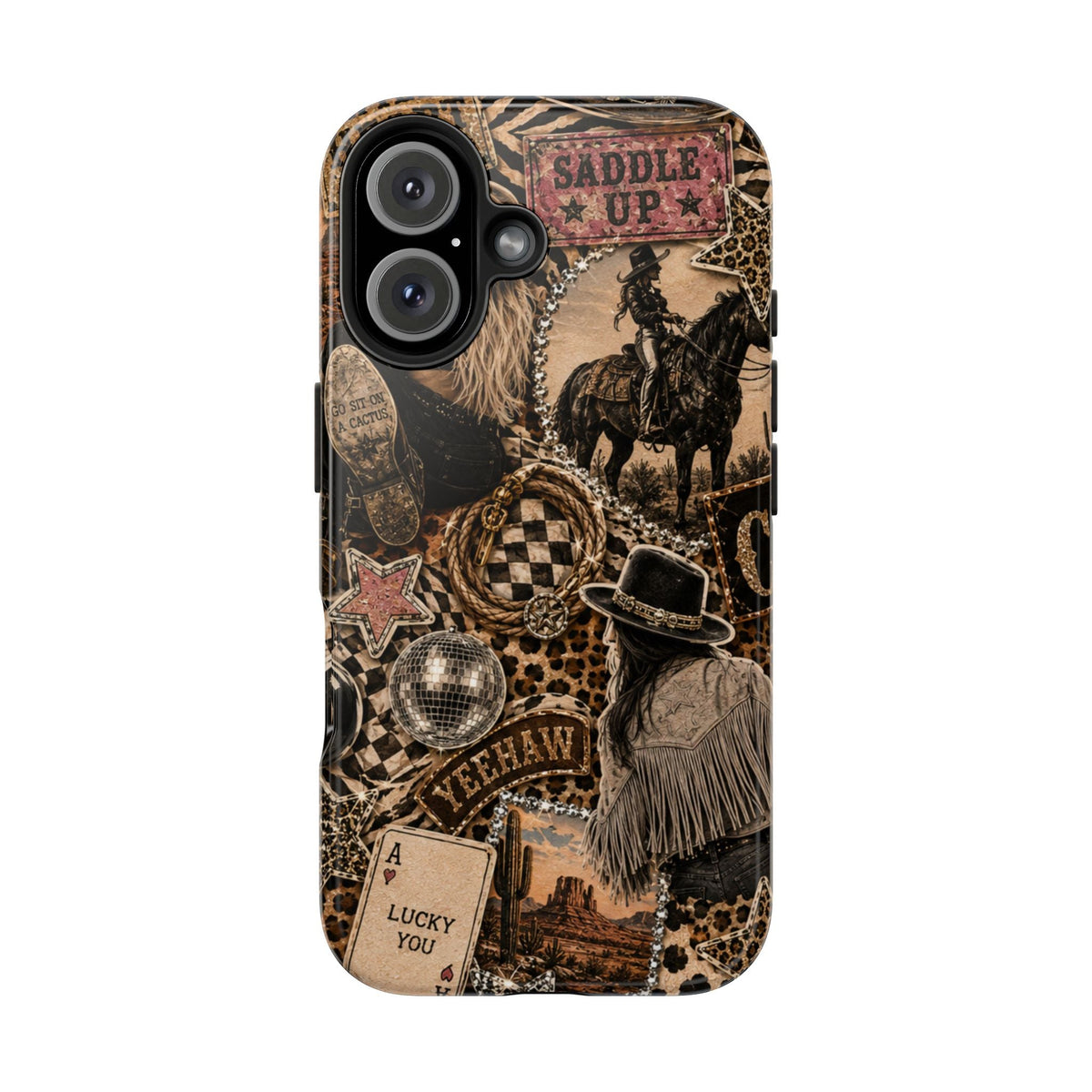 Western Collage Tough Phone Case — Cowboy Rodeo Lucky You Design