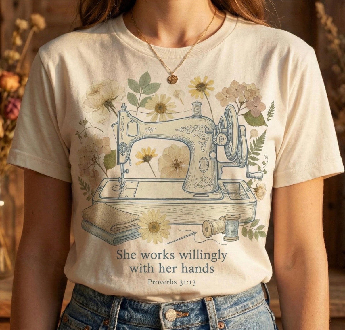 She Works Willingly With Her Hands Proverbs 31:13 Shirt – Graphic Tee, Long Sleeve & Crewneck.