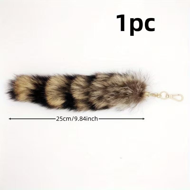 Faux Coon Tail Keychain