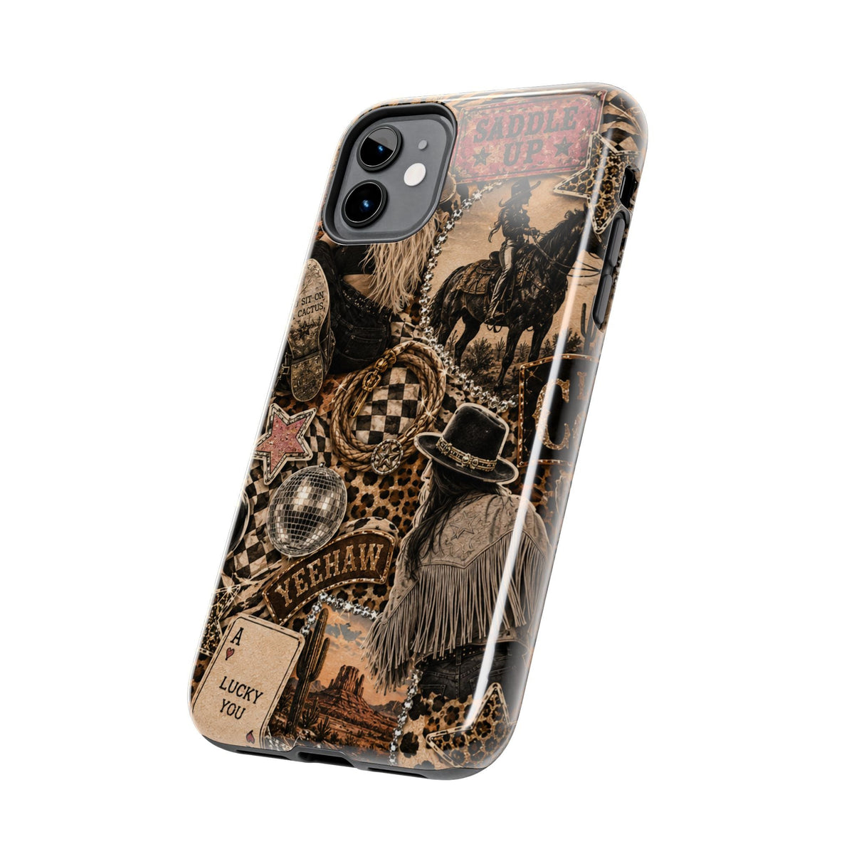 Western Collage Tough Phone Case — Cowboy Rodeo Lucky You Design