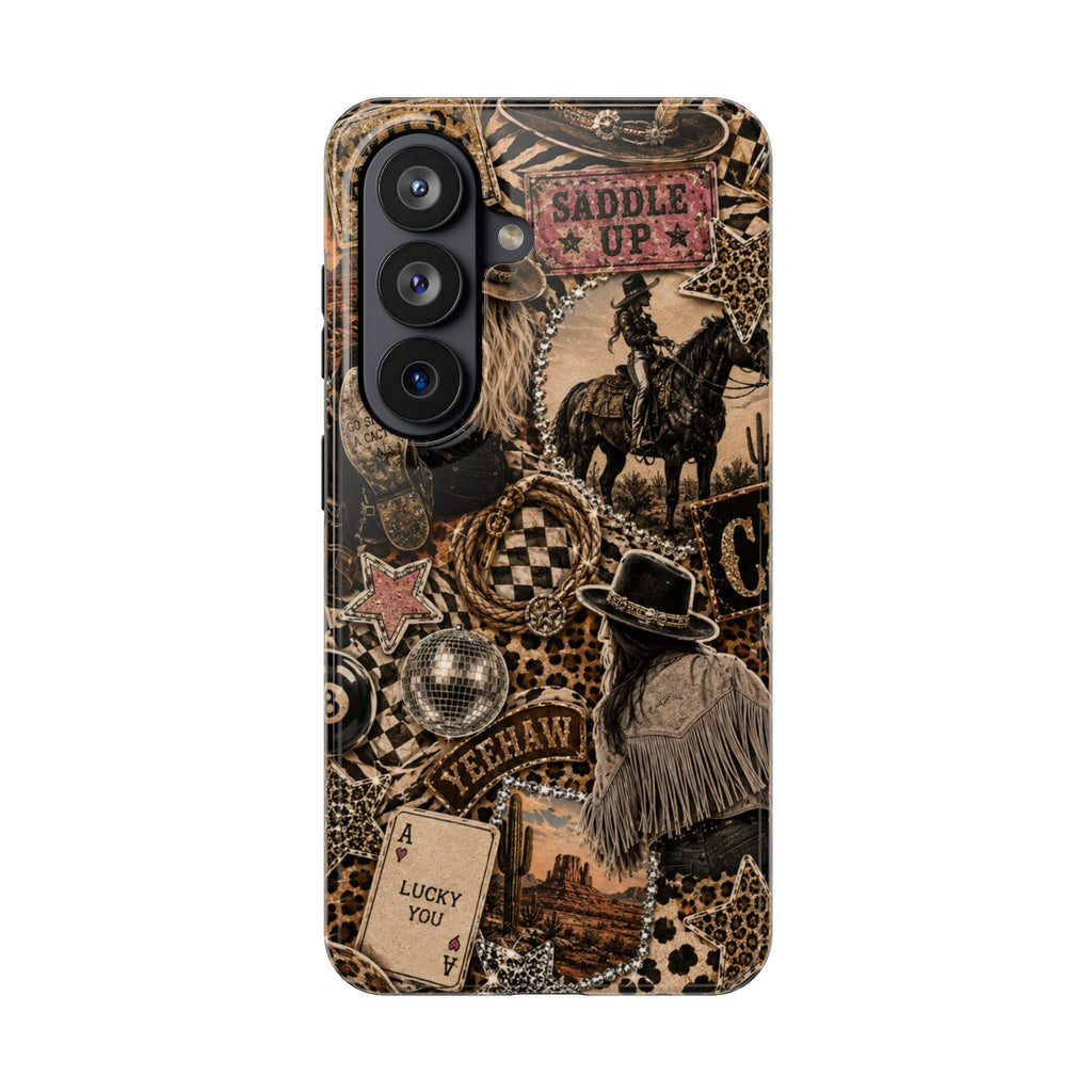 Western Collage Tough Phone Case — Cowboy Rodeo Lucky You Design