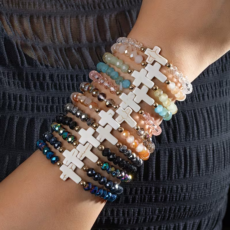 Resin Crystal Cross Bracelet