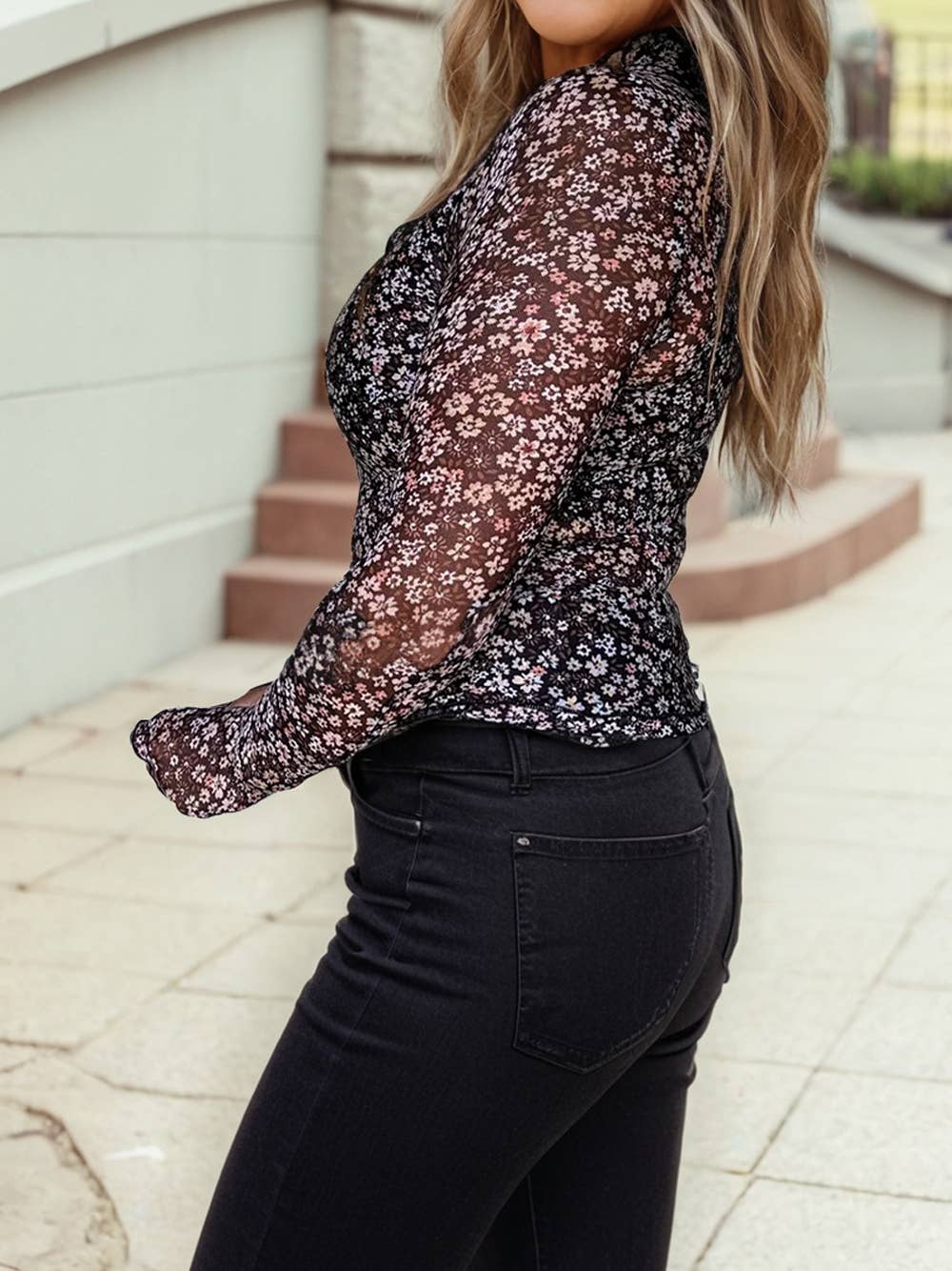 Ditsy Floral Mesh Top