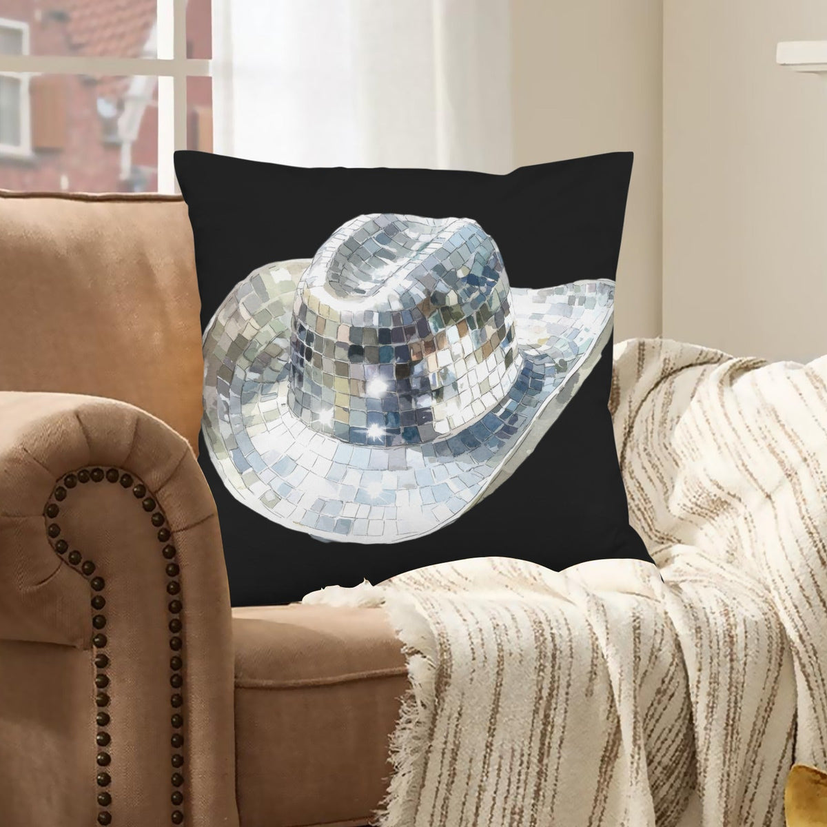 Baha Ranch Disco Hat Velvety Soft Pillow Cover Made in America