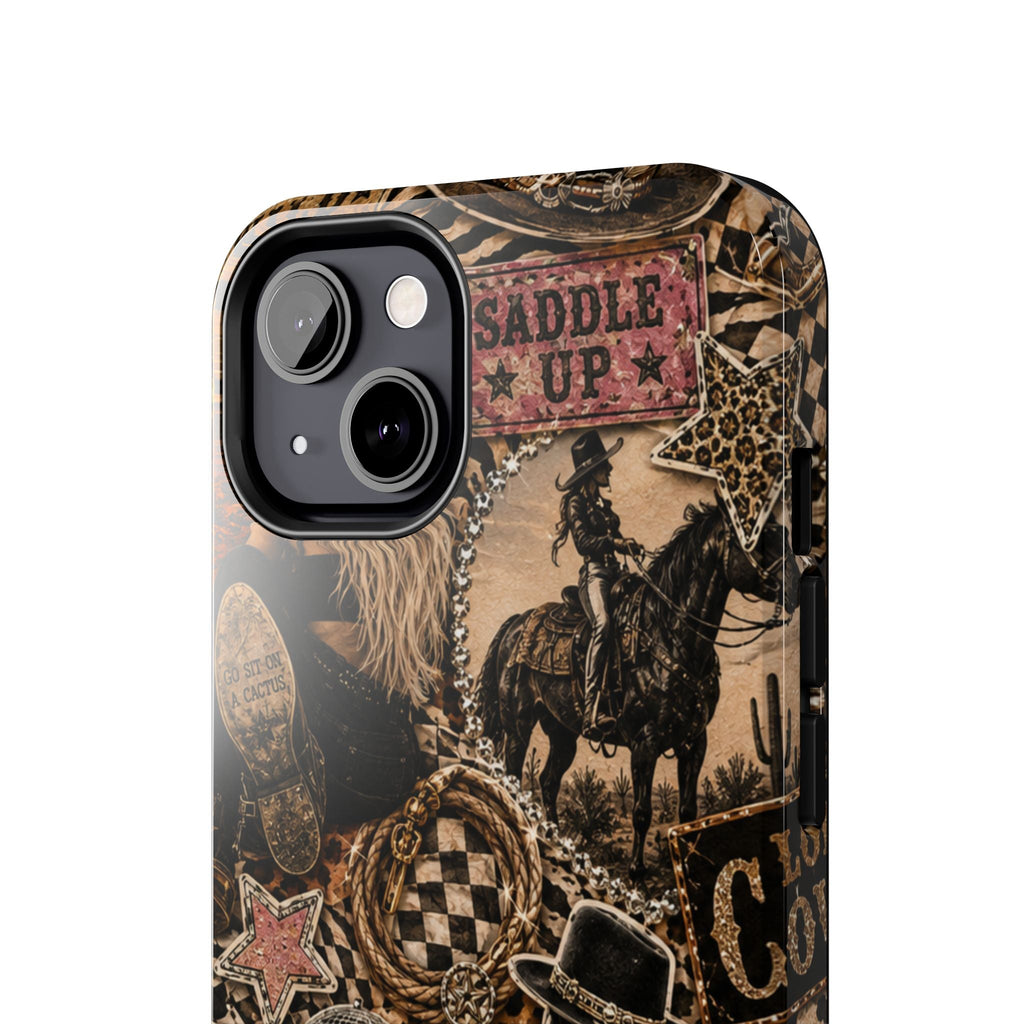 Western Collage Tough Phone Case — Cowboy Rodeo Lucky You Design