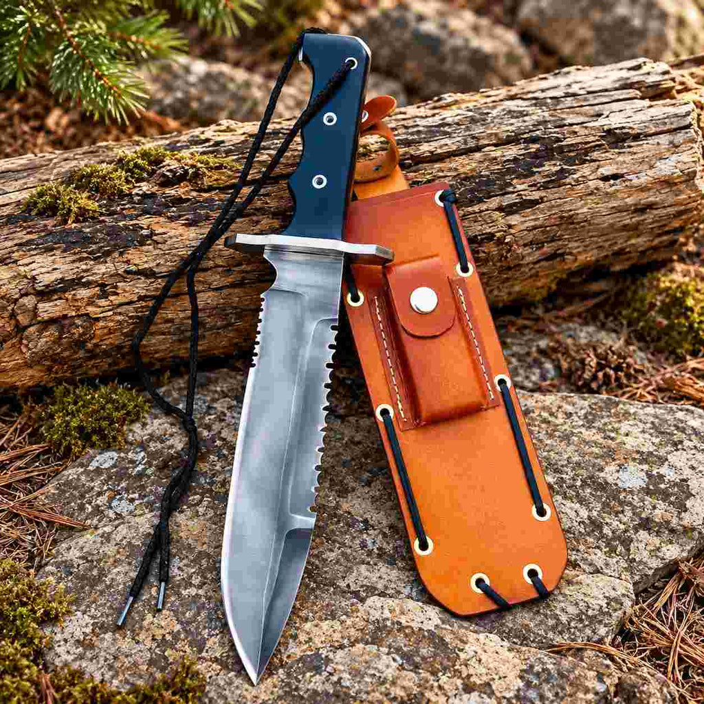 Hand Forged 5160 Spring Steel Bowie Knife with Black Micarta Handle
