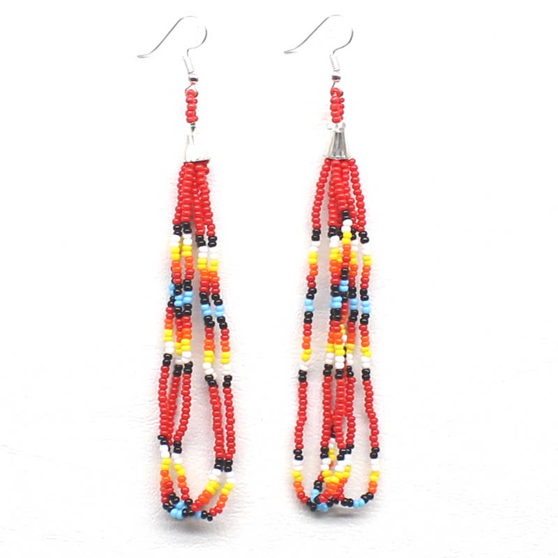 Red long hook earrings