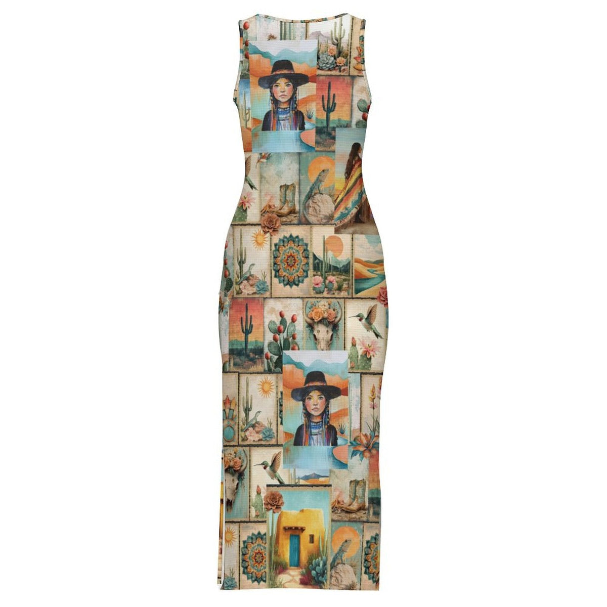 Baha Ranch New Colores De Mexico Pictures of the Southwest Bodycon Side Slit Long Dress