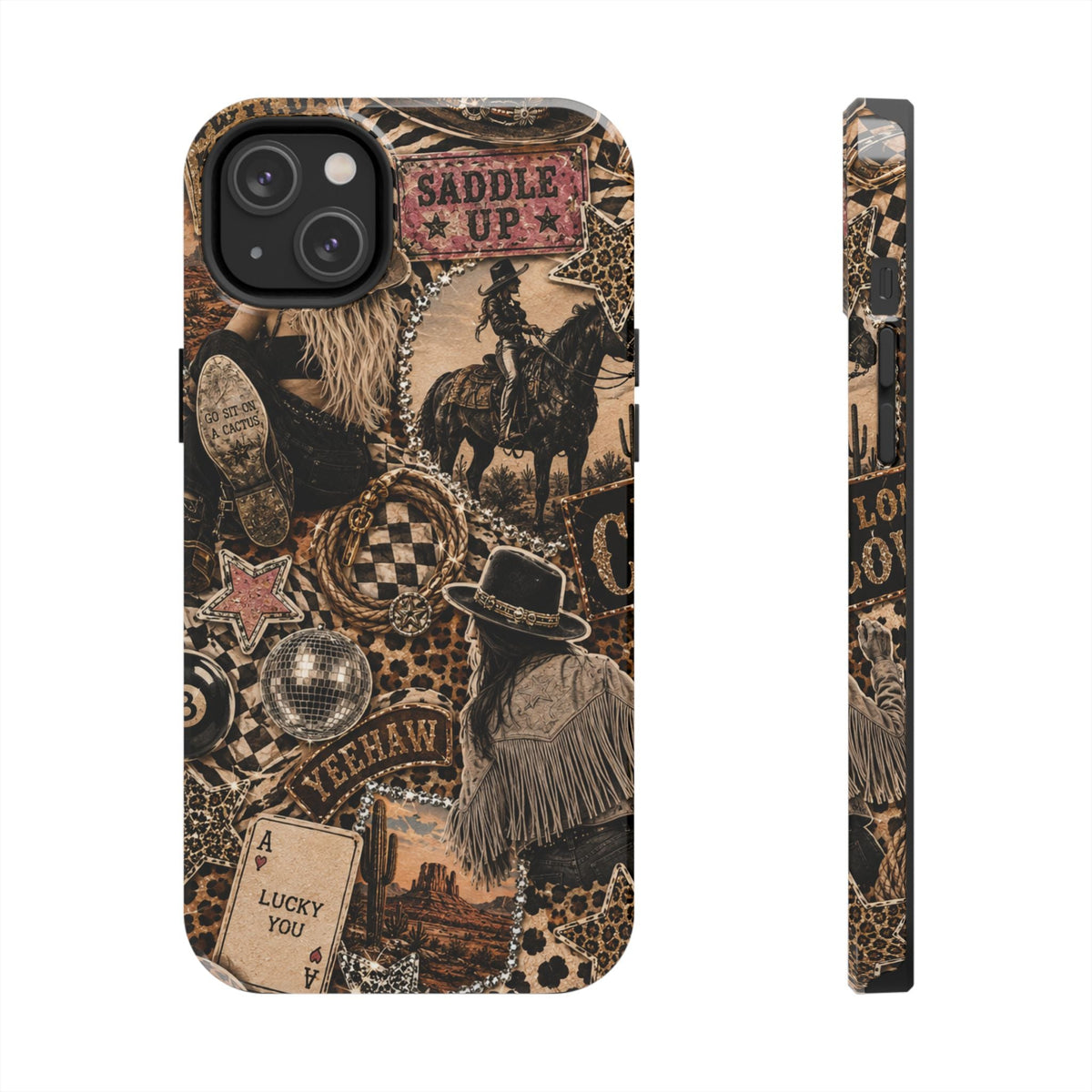Western Collage Tough Phone Case — Cowboy Rodeo Lucky You Design