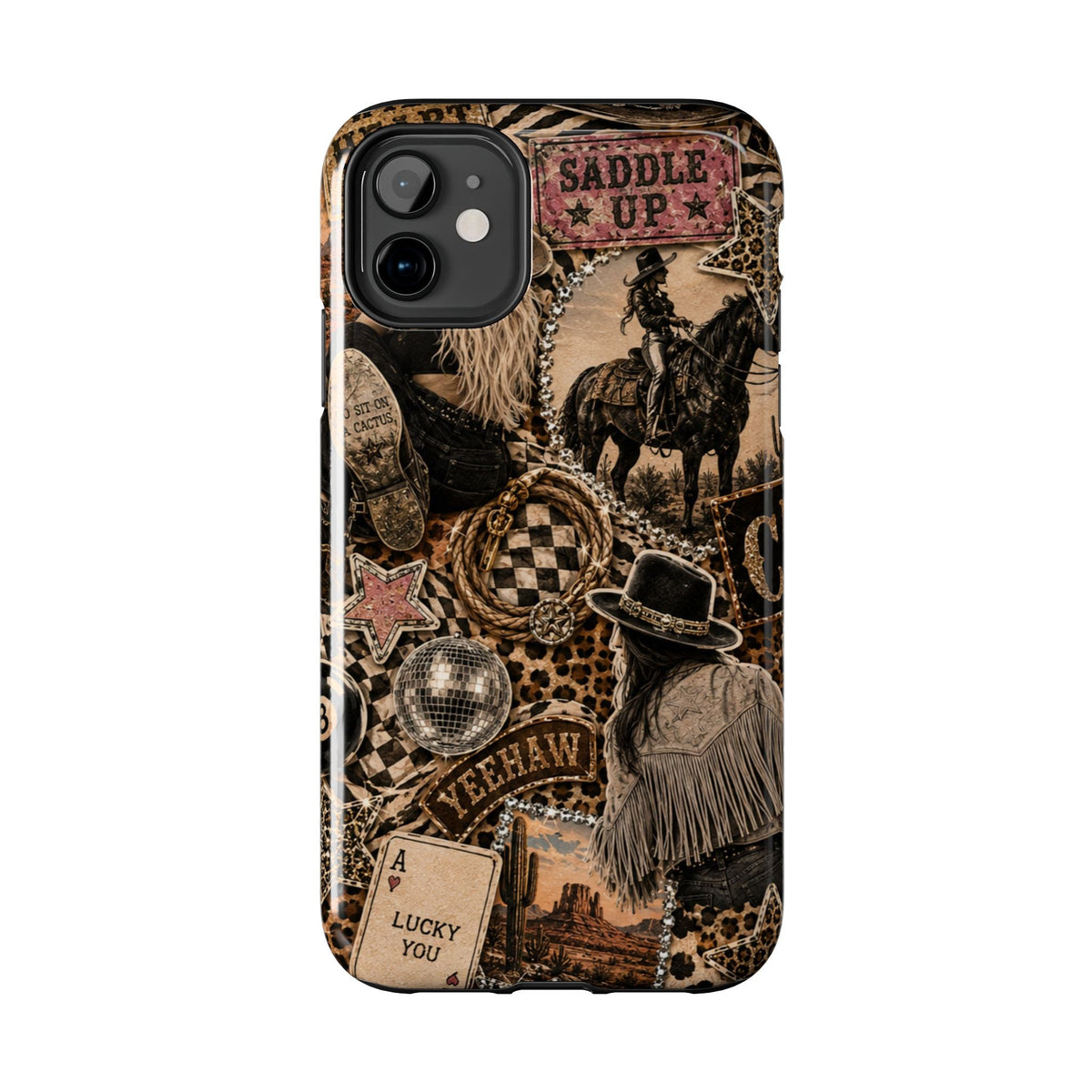 Western Collage Tough Phone Case — Cowboy Rodeo Lucky You Design