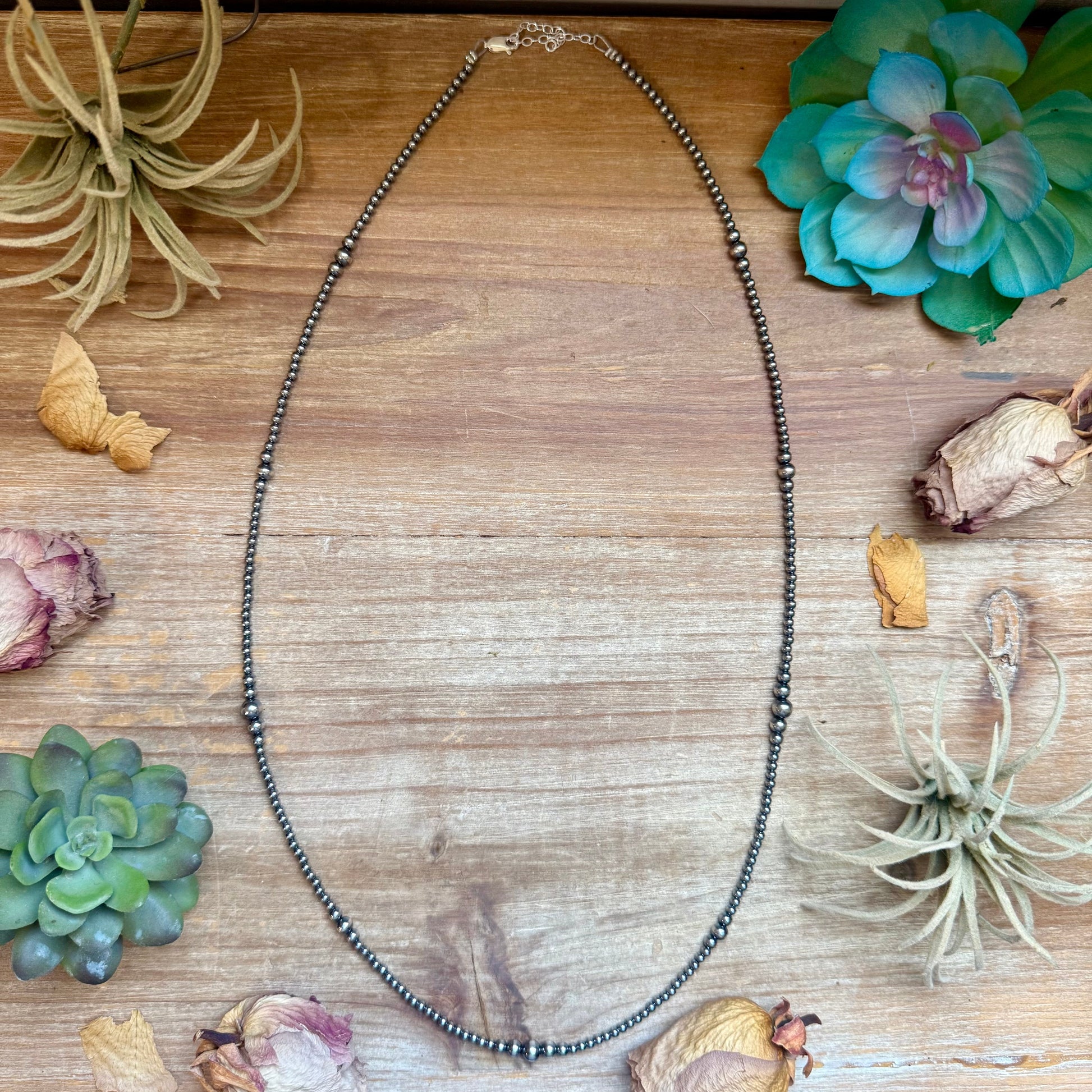 3mm 28” Graduated Sterling Silver Pearl Necklace