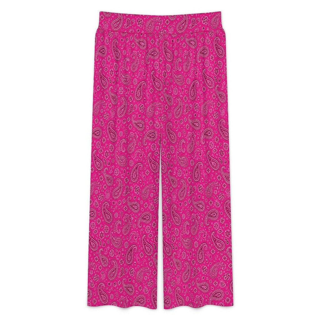 Baha Ranch Pink Paisley Bandana Wide Leg Pants