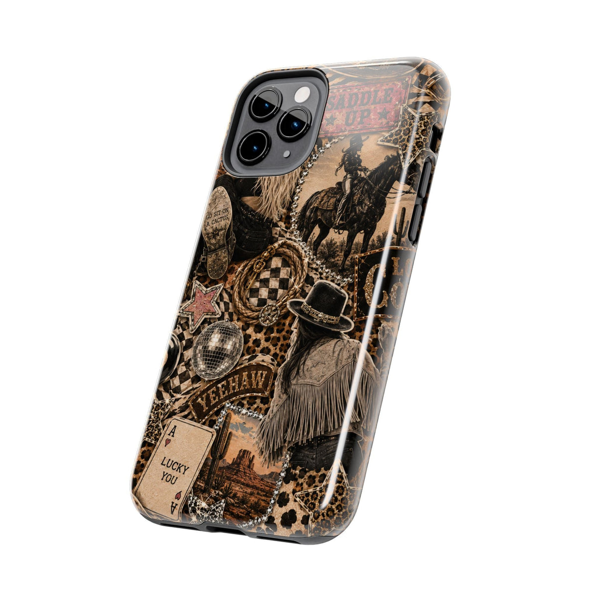 Western Collage Tough Phone Case — Cowboy Rodeo Lucky You Design