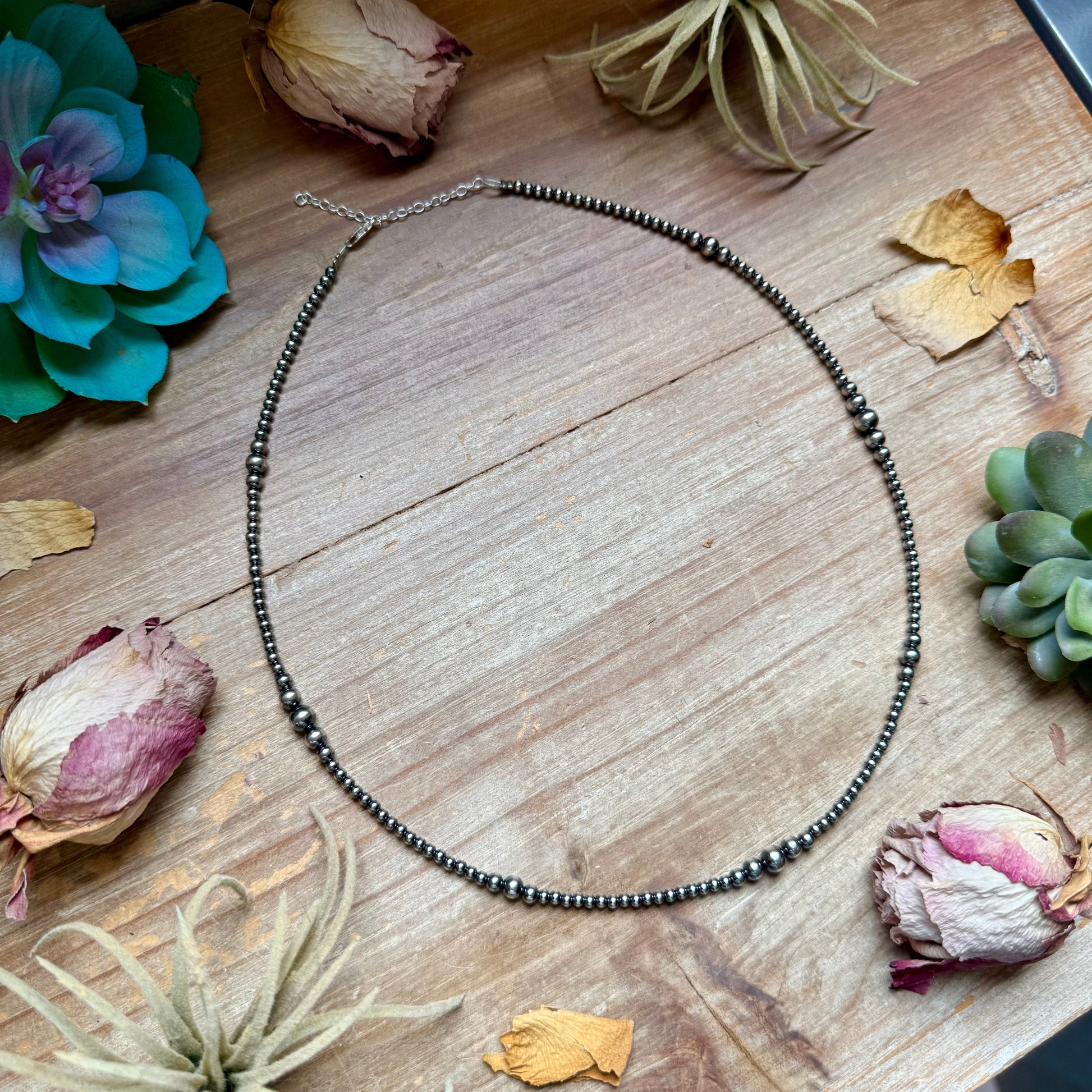 3mm 20 inch Graduated Sterling Silver Pearl Necklace