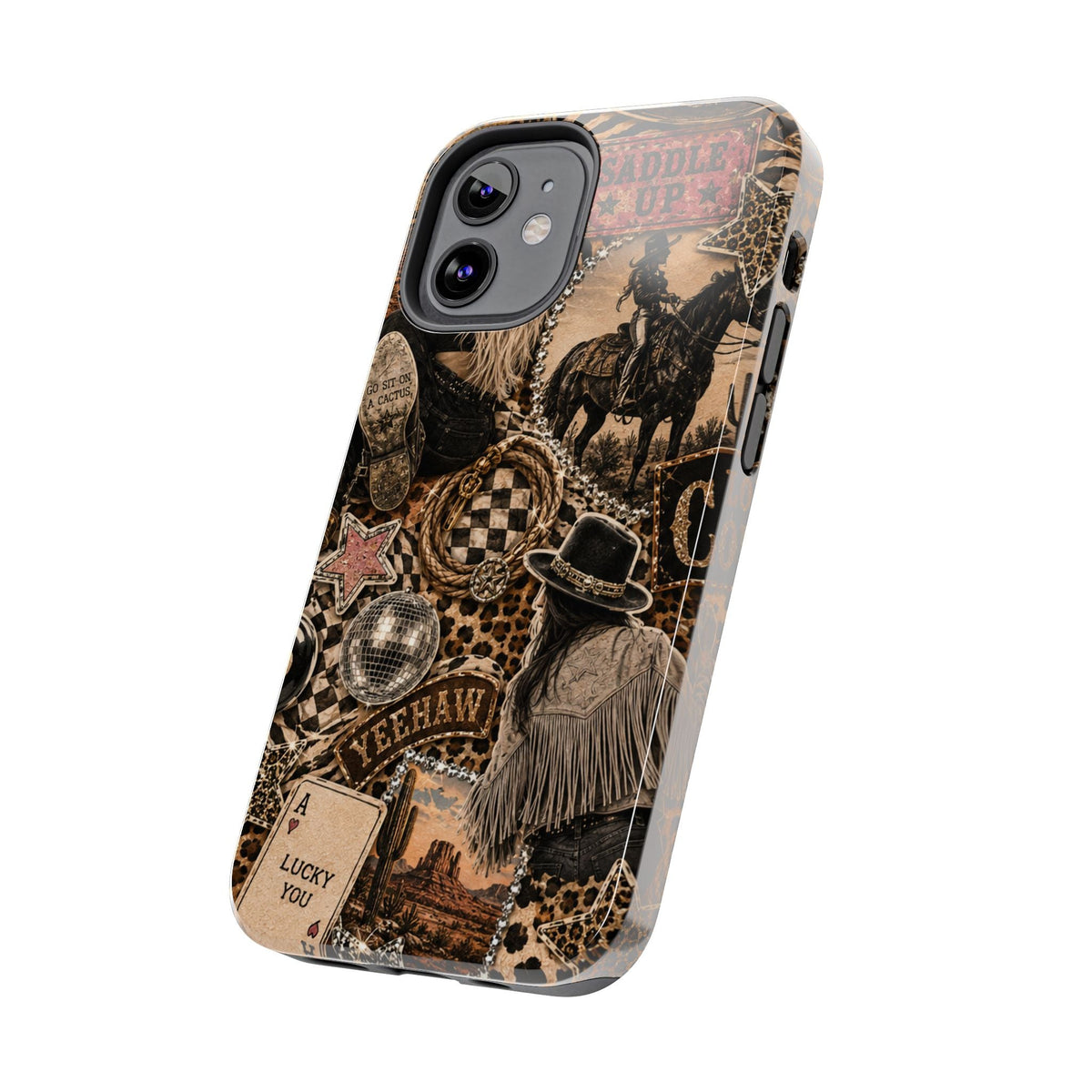 Western Collage Tough Phone Case — Cowboy Rodeo Lucky You Design