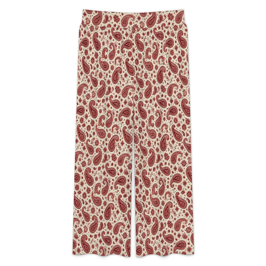 Baha Ranch Cream with Red Paisley Bandana Wide Leg Pants