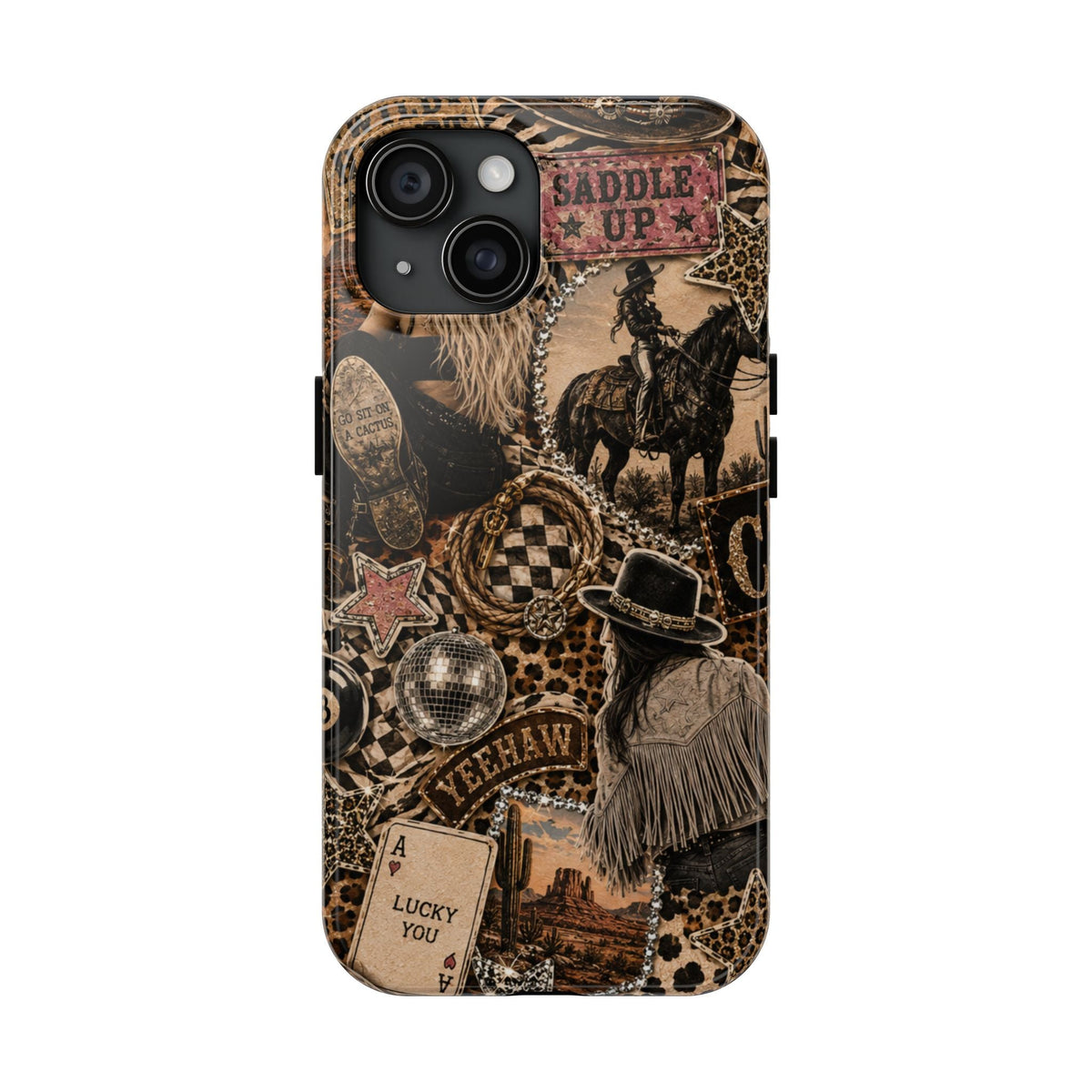 Western Collage Tough Phone Case — Cowboy Rodeo Lucky You Design