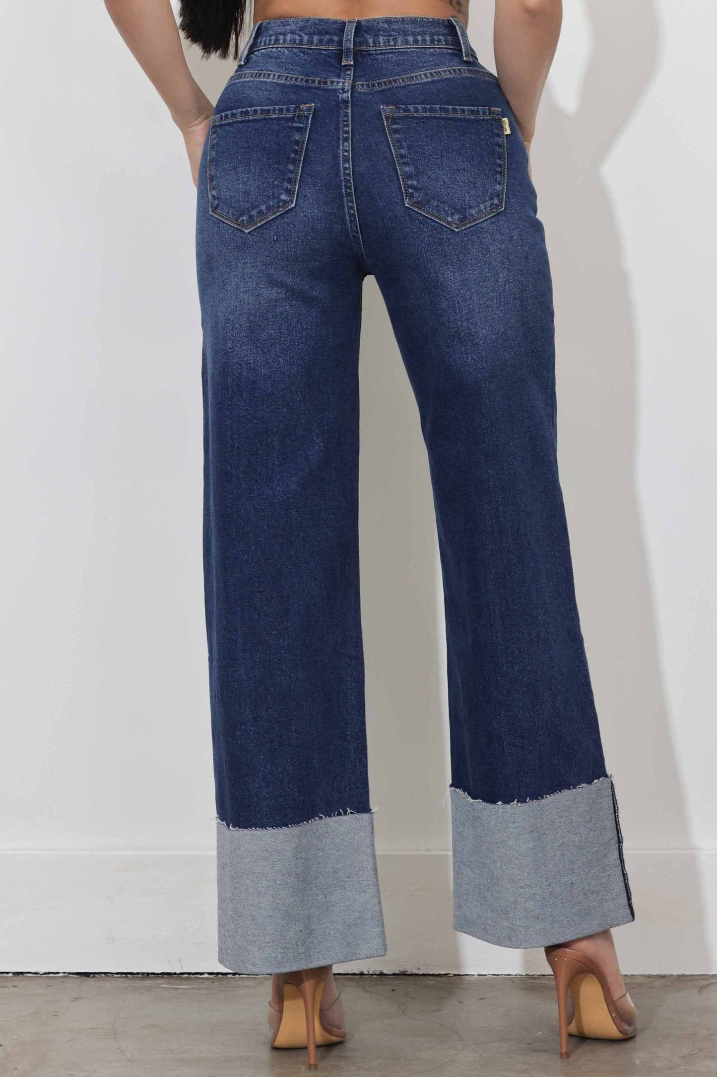 Cuff Up Wide Leg Jeans