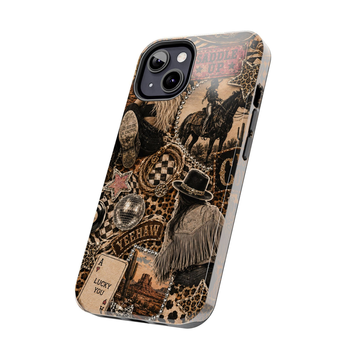 Western Collage Tough Phone Case — Cowboy Rodeo Lucky You Design