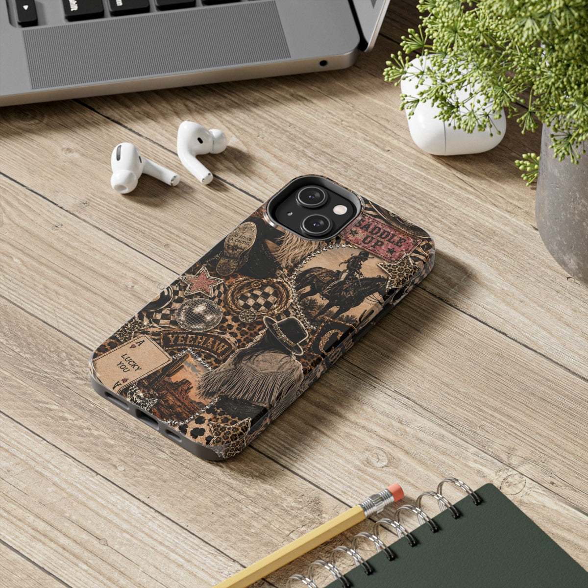 Western Collage Tough Phone Case — Cowboy Rodeo Lucky You Design