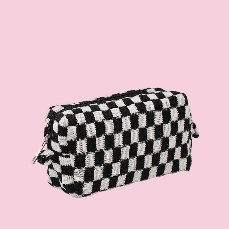 Checkerboard Knit Cosmetic Bag