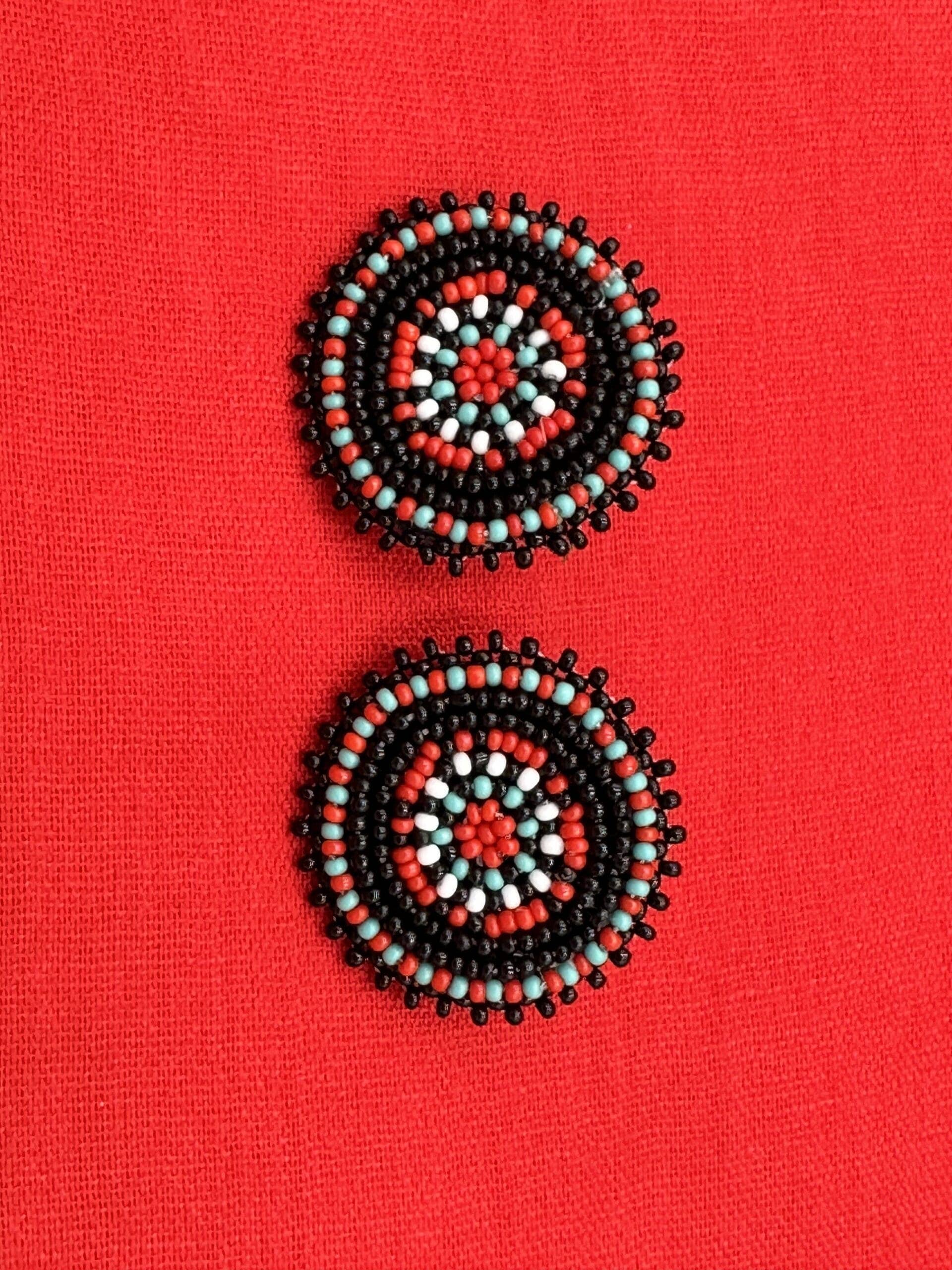 Black/Red Post Earrings