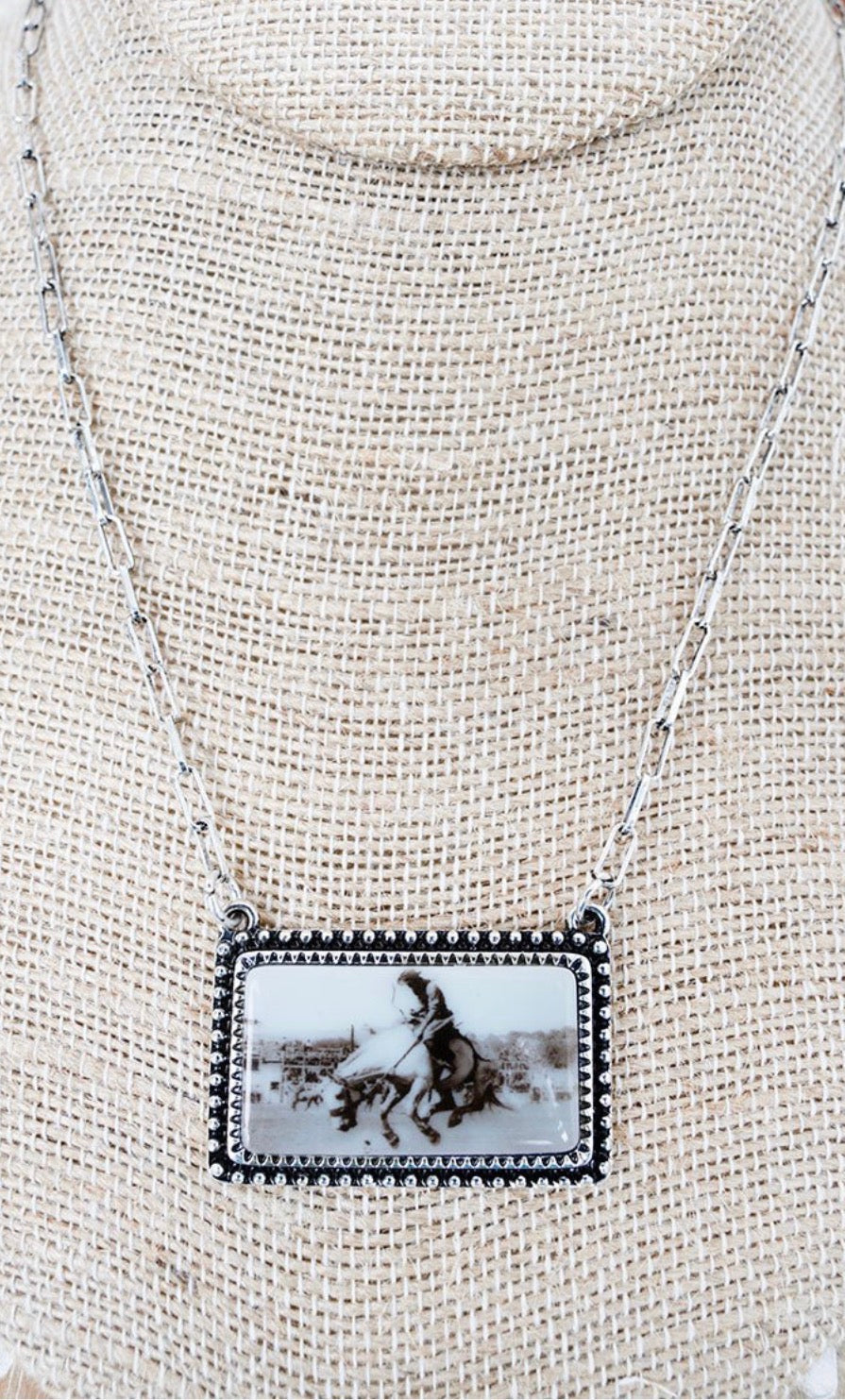 VINTAGE STALLION SPIRIT SILVERTONE NECKLACE